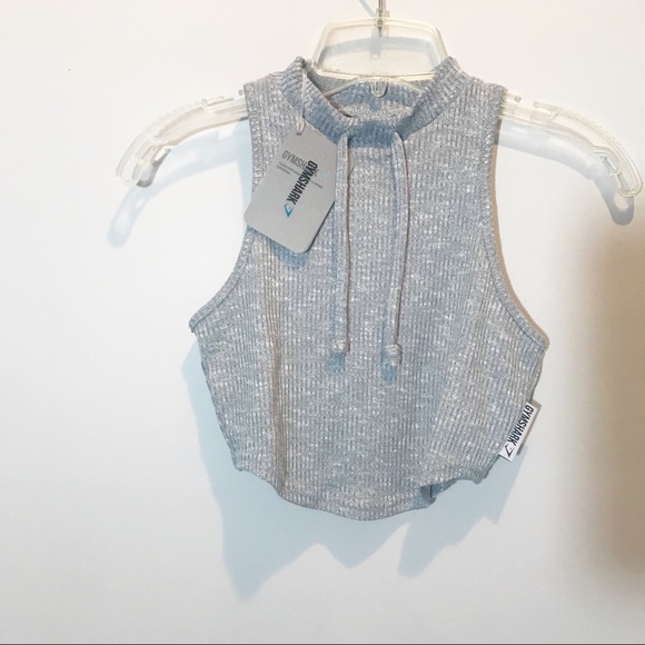 Gymshark Tops - Gymshark Slounge Crop Top Light Grey Marl Small